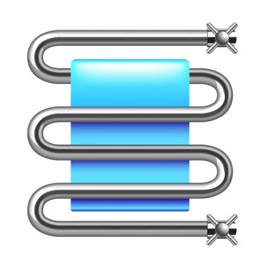 Isıtmalı havlu demiryolu üzerinde beyaz vektör izole