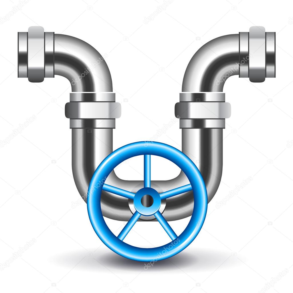 Pipes and valve isolated on white vector