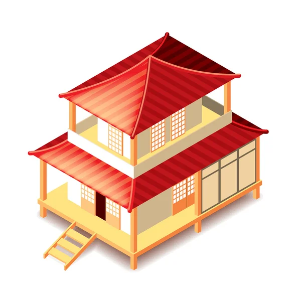 Tradición japón casa aislado en blanco vector — Vector de stock