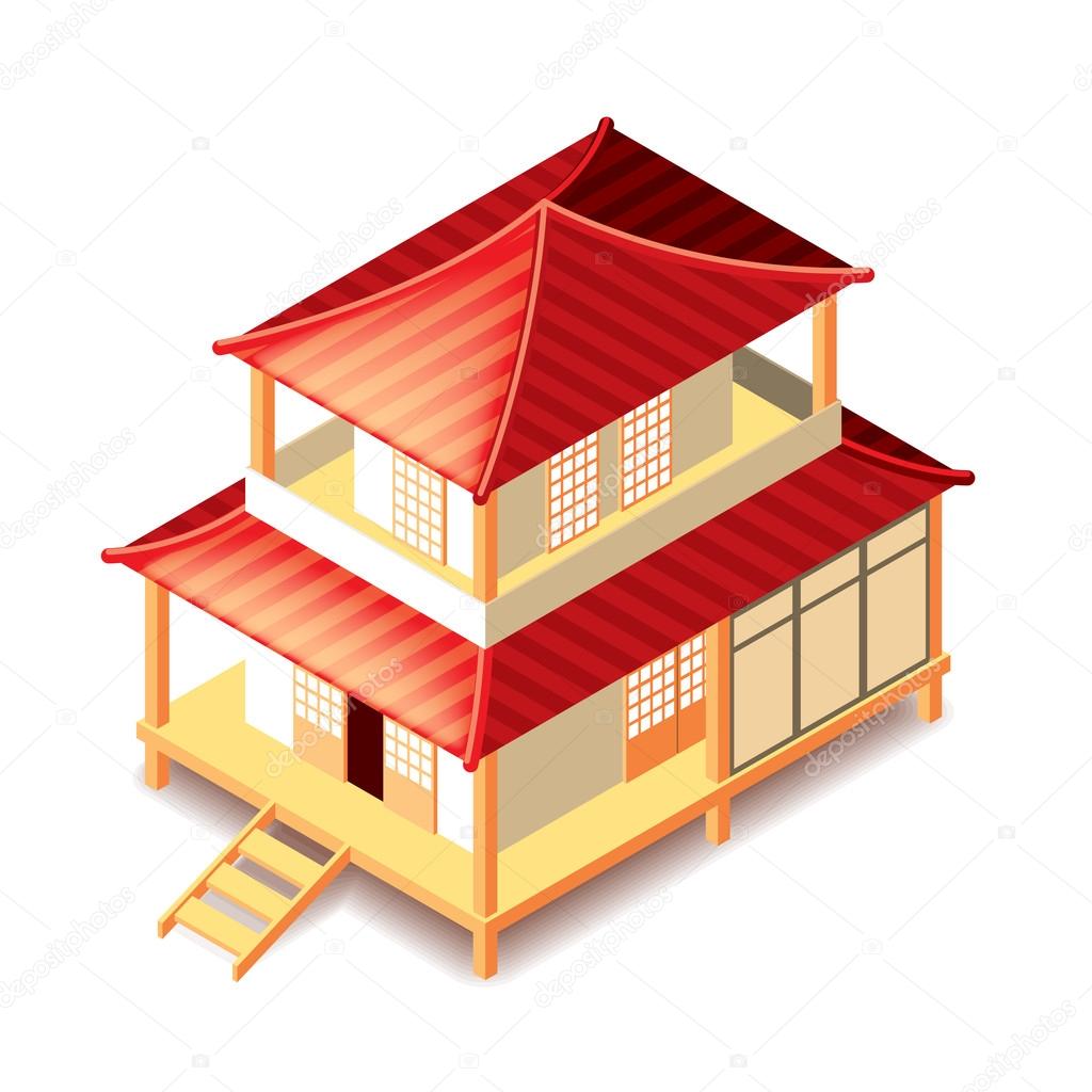 Tradition japan house isolated on white vector