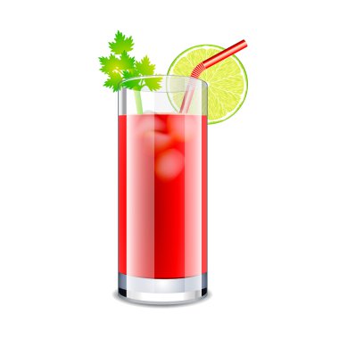 Bloody mary üzerinde beyaz vektör izole kokteyl