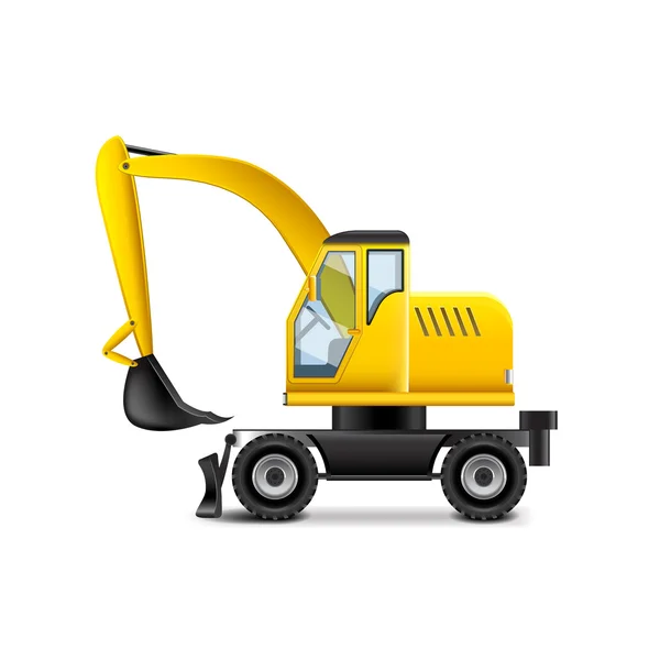 Excavator isolated on white vector — Stock Vector