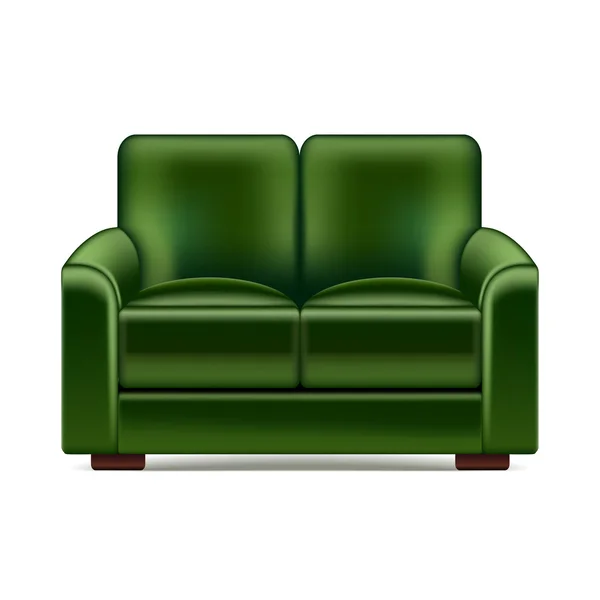 Green sofa isolated on white vector — Stock Vector