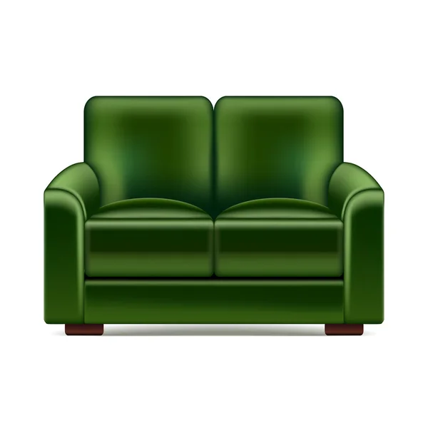 Groene sofa geïsoleerd op witte vector — Stockvector