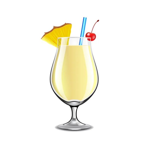 Cóctel Pina colada aislado en vector blanco — Vector de stock