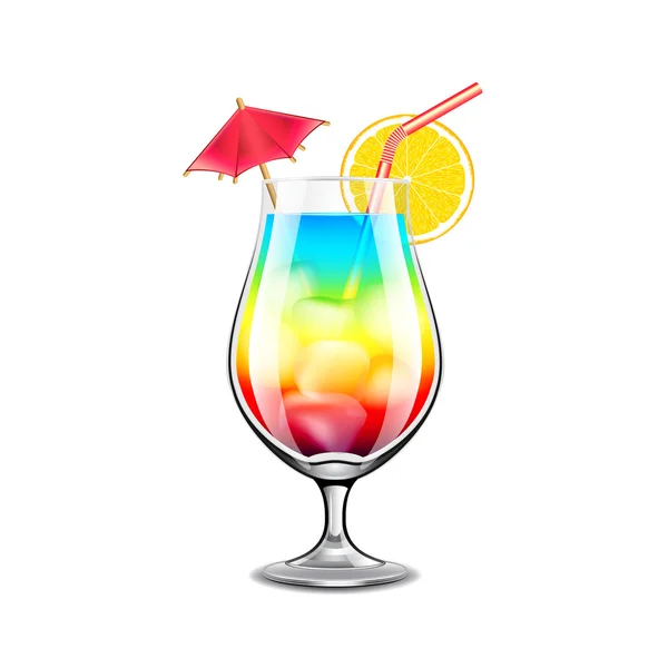 Cocktail arc-en-ciel isolé sur vecteur blanc — Image vectorielle