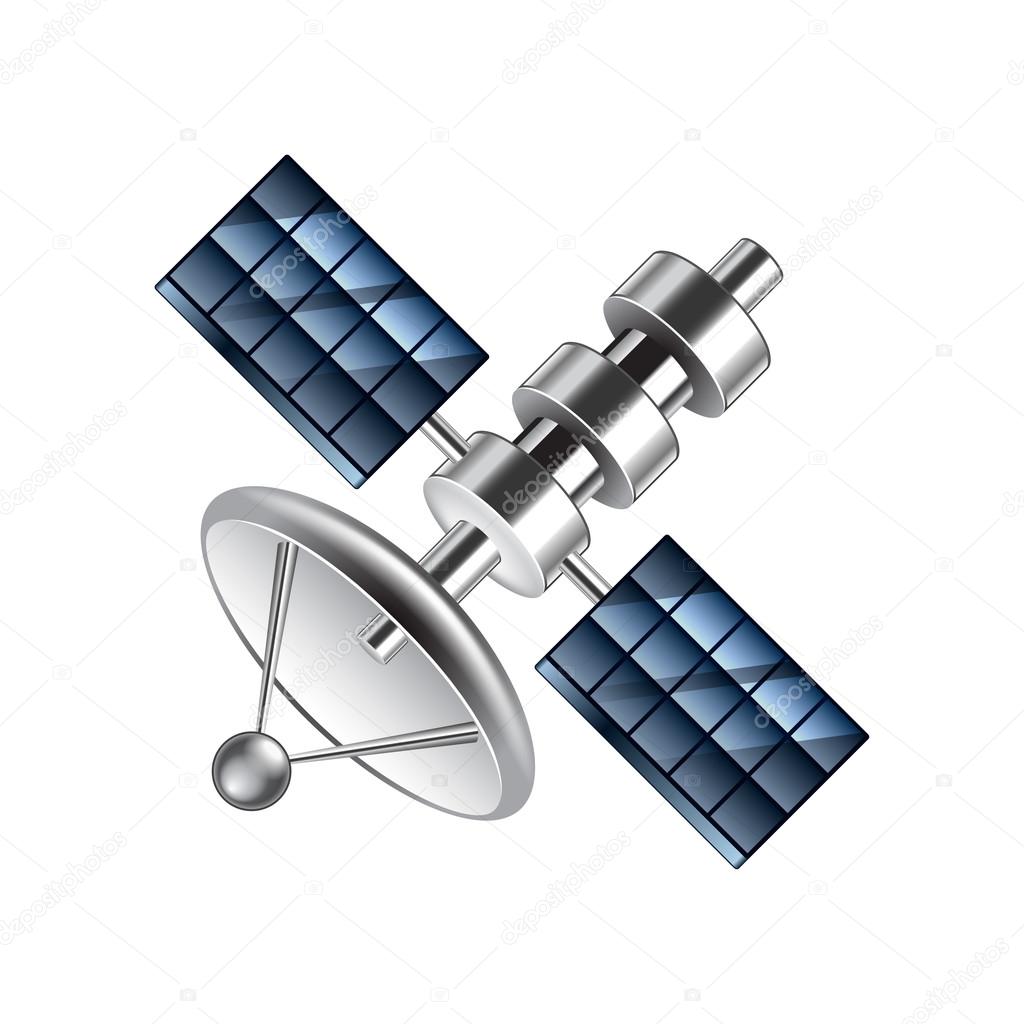 Communication satellite isolated on white vector