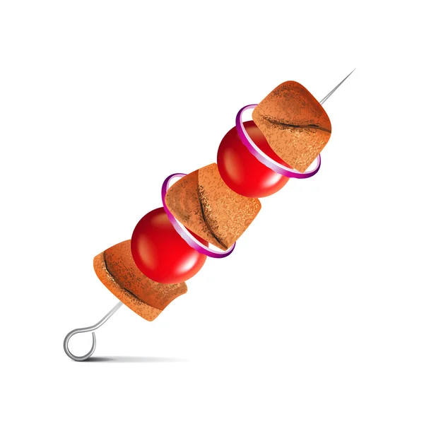 Brocheta de barbacoa aislada en vector blanco — Vector de stock