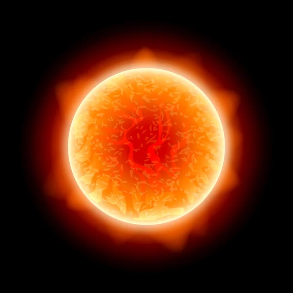 Realistic sun isolated on black vector — Stock Vector