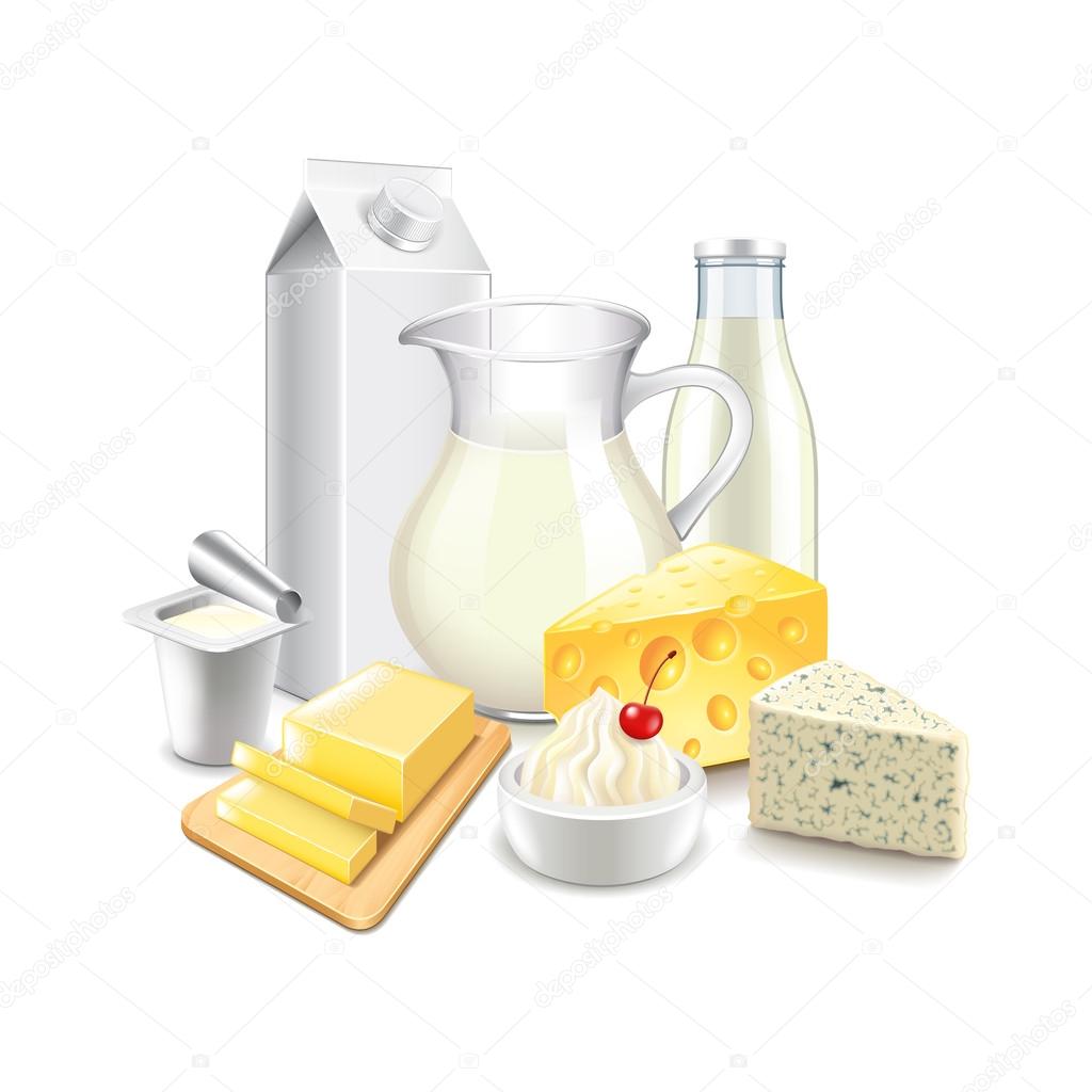 Dairy products isolated on white vector