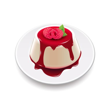 İzole üzerinde beyaz vektör Panna cotta