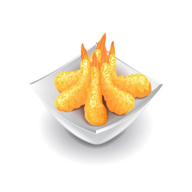 Beyaz vektör izole karides tempura