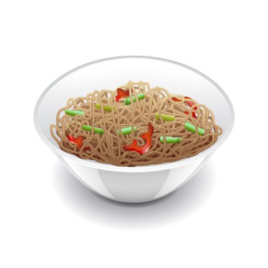 Soba noodle izole üzerinde beyaz vektör