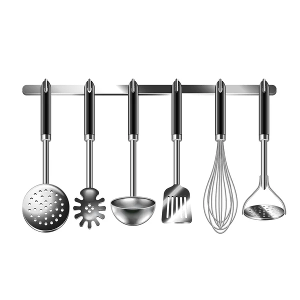 Utensílios de cozinha isolados em vetor branco — Vetor de Stock