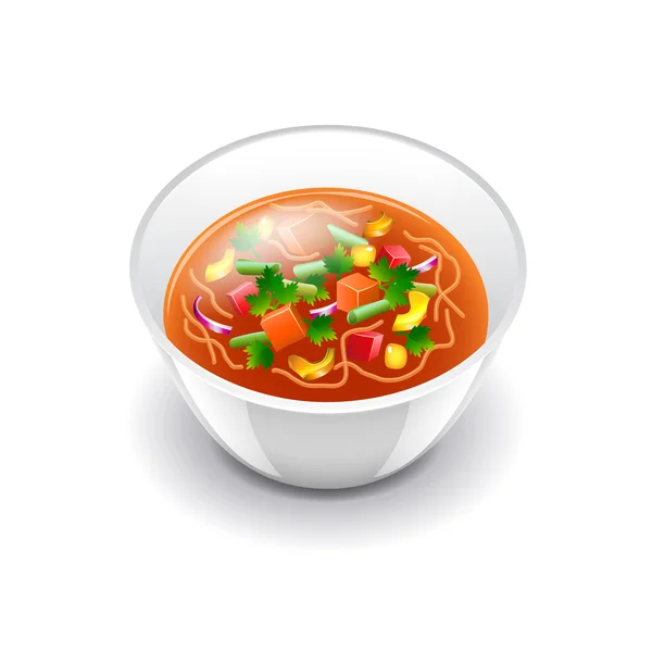 Minestrone soup isolated on white vector — Stock Vector