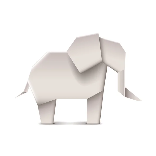 Origami olifant geïsoleerd op witte vector — Stockvector