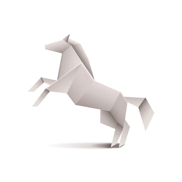 白色的向量上孤立的折纸马 — 图库矢量图片