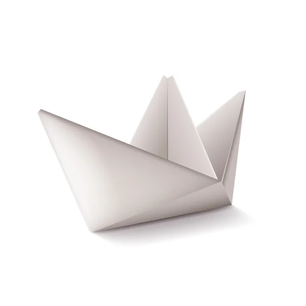 Origami nave aislada en vector blanco — Vector de stock