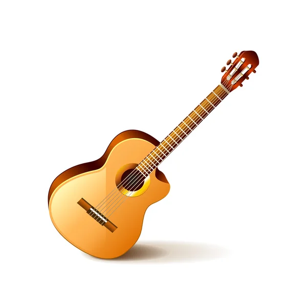 Guitarra clásica aislada en vector blanco — Vector de stock