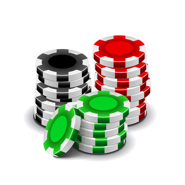 Fichas de casino isoladas em vetor branco — Vetor de Stock