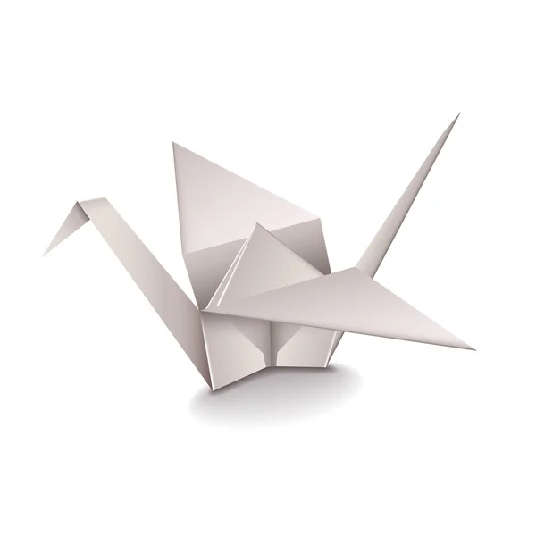 Origami Grulla aislada en vector blanco — Vector de stock
