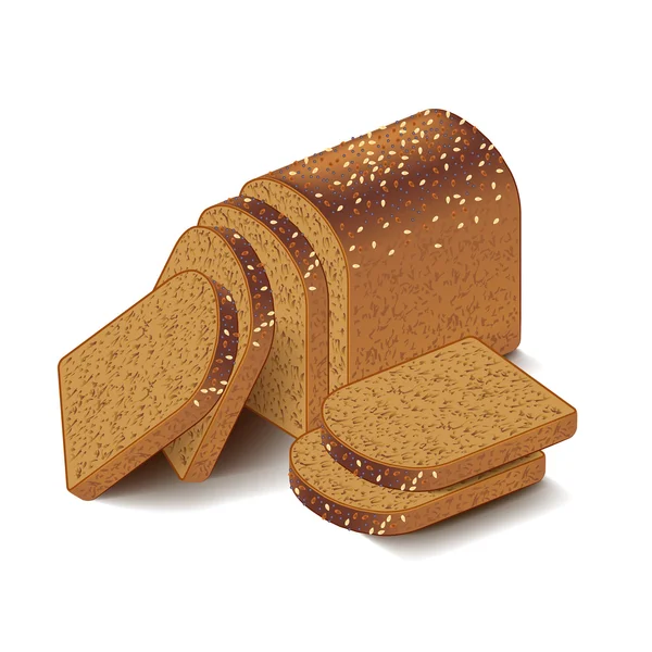 Ολικής αλέσεως ψωμί που απομονώνονται σε λευκό διάνυσμα σε φέτες — Διανυσματικό Αρχείο