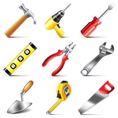 İnşaat araçları simgeler vektör set