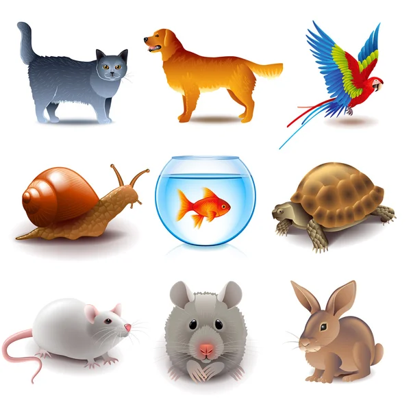Animali domestici icone vettoriale set — Vettoriale Stock