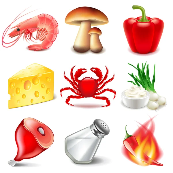 Snack or chips flavors icons vector set — Stock Vector