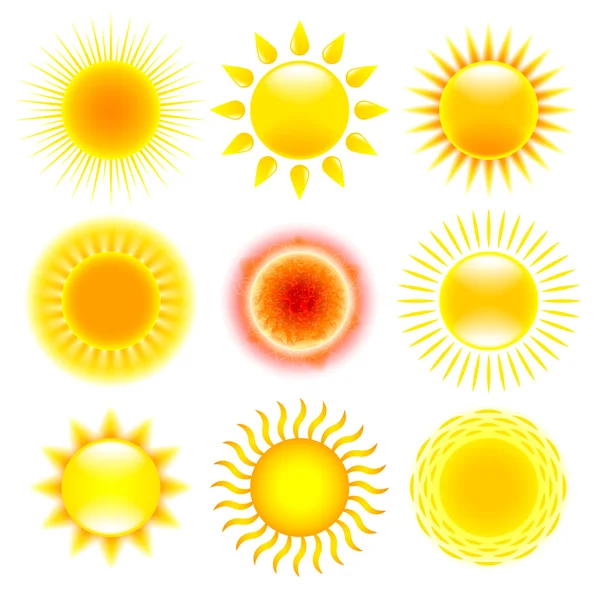 Векторний набір піктограм сонця — стоковий вектор