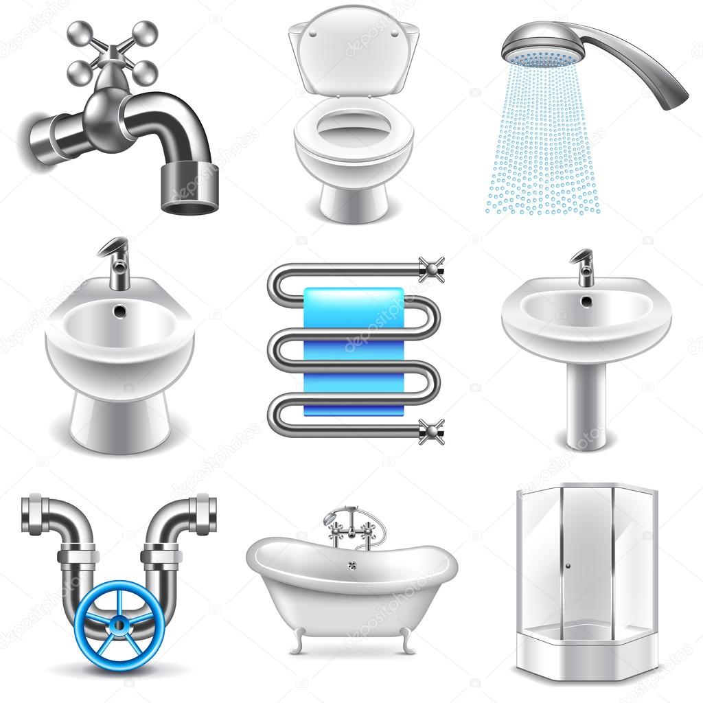 Plumbing icons vector set