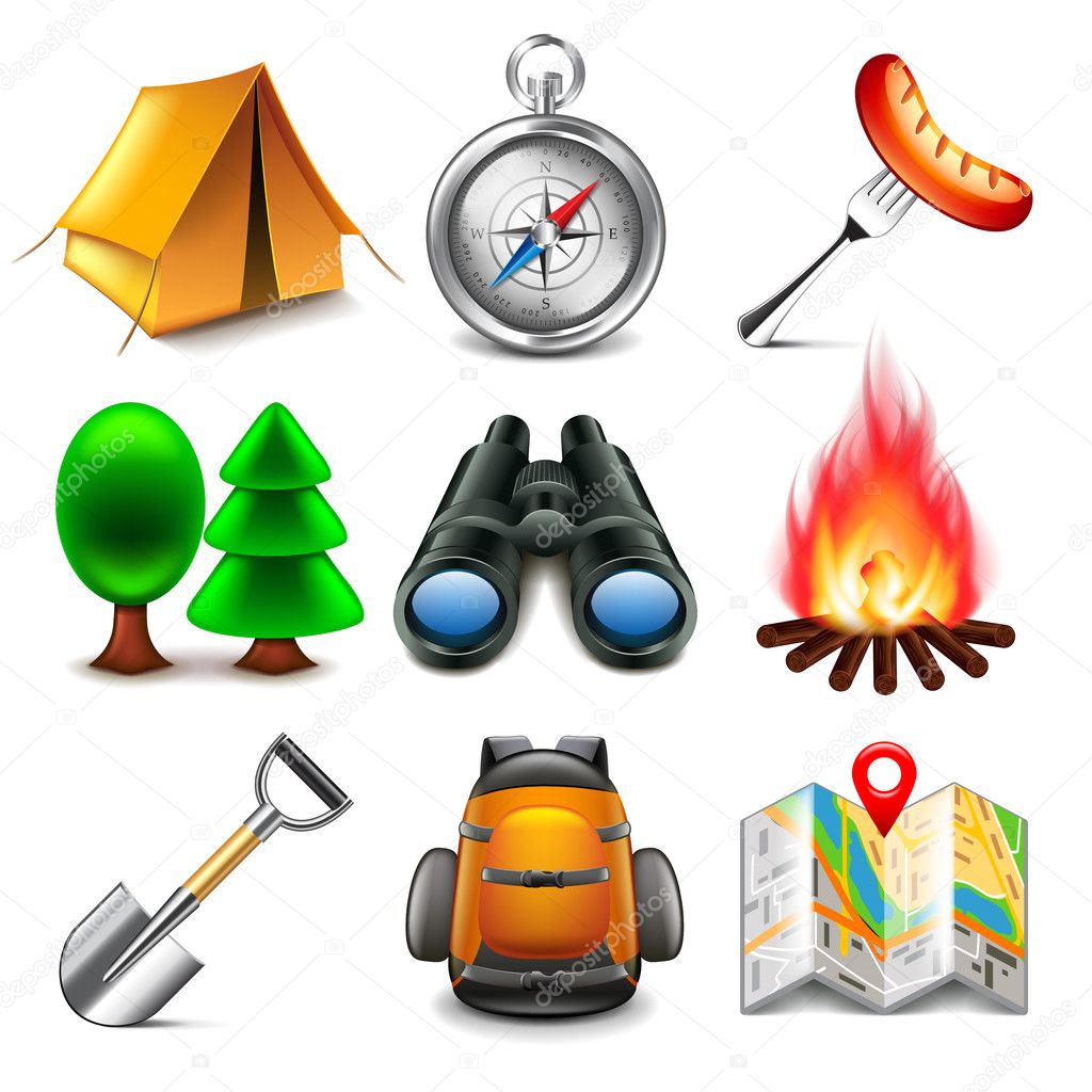 Camping icons vector set