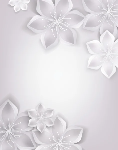 Elégant fond blanc avec des fleurs textiles — Image vectorielle