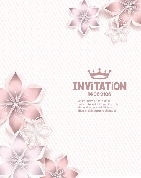Tendre fond textile avec des fleurs en papier — Image vectorielle