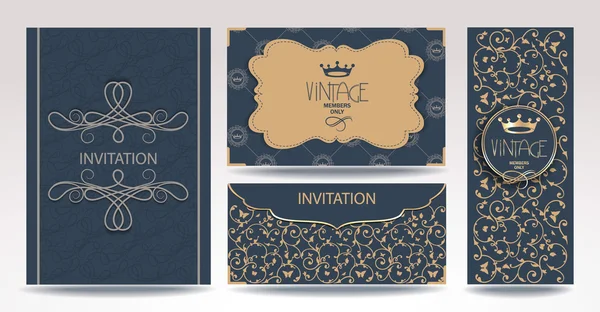 Elegantní karty s vintage prvky návrhu — Stockový vektor