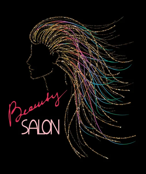 Concept logo salon de beauté avec tête étincelante abstraite femme — Image vectorielle