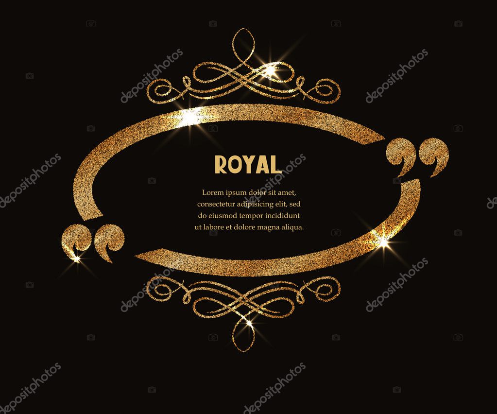 Shiny gold vintage frame with flourishes and quotes