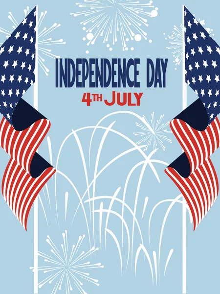 Amerikan Bayrakları ve havai fişekleri ile Bağımsızlık Günü vektör illüstrasyonu