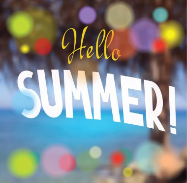 Arka planda deniz manzarası ile yaz bulanık arka plan