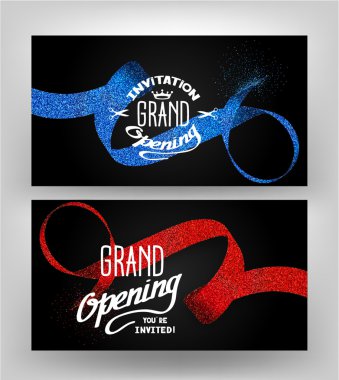 Koyu arkaplanda benekli kurdeleler olan büyük açılış kartları