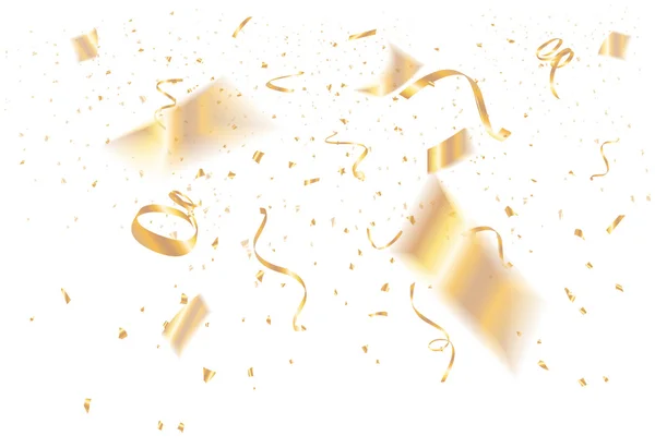 Gold flying confetti. Holiday background. Vector illustration — Wektor stockowy