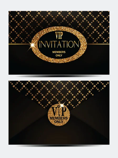 VIP χρυσό και μαύρο vintage φάκελο μπροστά και πίσω πλευρές — Διανυσματικό Αρχείο