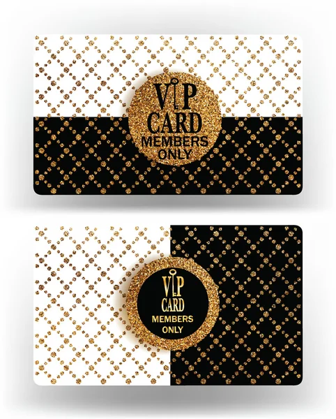 VIP gold cards with gold design textured elements — Stock Vector