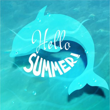 Dalgalar deniz ve yunus. Vektör çizim