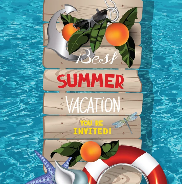Καλύτερο υπόβαθρο διακοπές το καλοκαίρι. Vector εικονογράφηση — Διανυσματικό Αρχείο