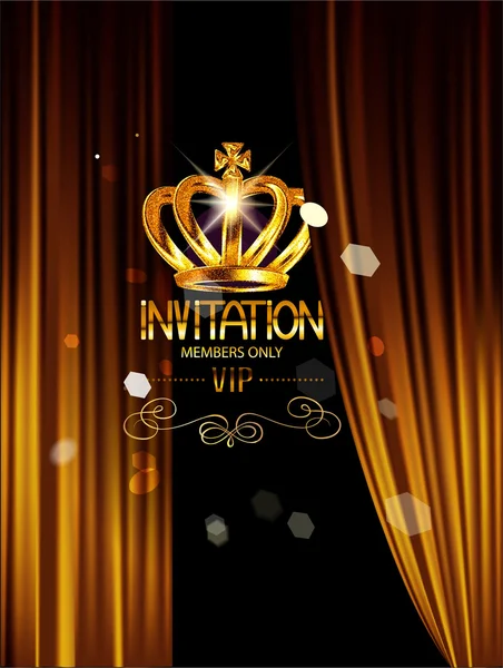 VIP INVITATION BANNER WITH THEATER CURTAINS — Stock Vector