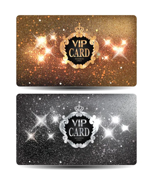 Silver VIP cards with shiny letters and elements Stock Vector by