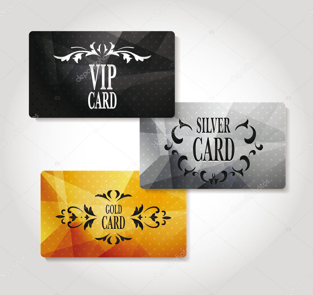 Vip cards with the abstract background and floral design elements