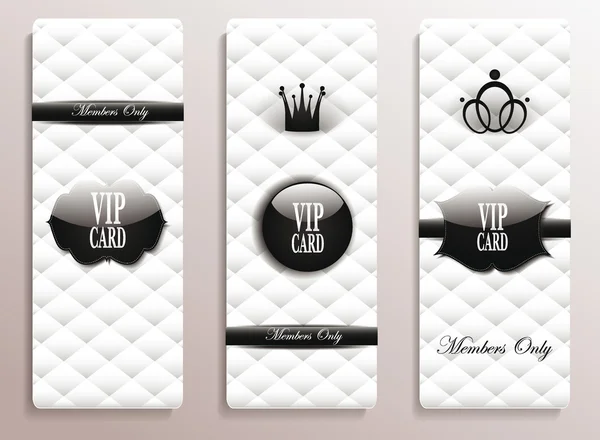 Bannières VIP noir et blanc avec le fond abstrait — Image vectorielle