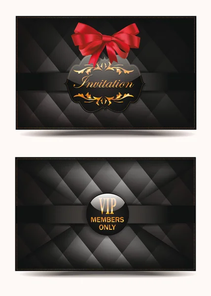 Enveloppe élégante noir et or de VIP avec arc rouge Vecteur En Vente